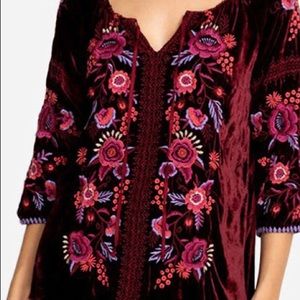 Johnny Was Marcella Velvet Peasant Blouse XS